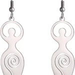 Spiral Goddess Dangle Earrings for Women: Celtic Fertility Goddess Stud Earrings with Triple Moon Pagan Amulet Protection