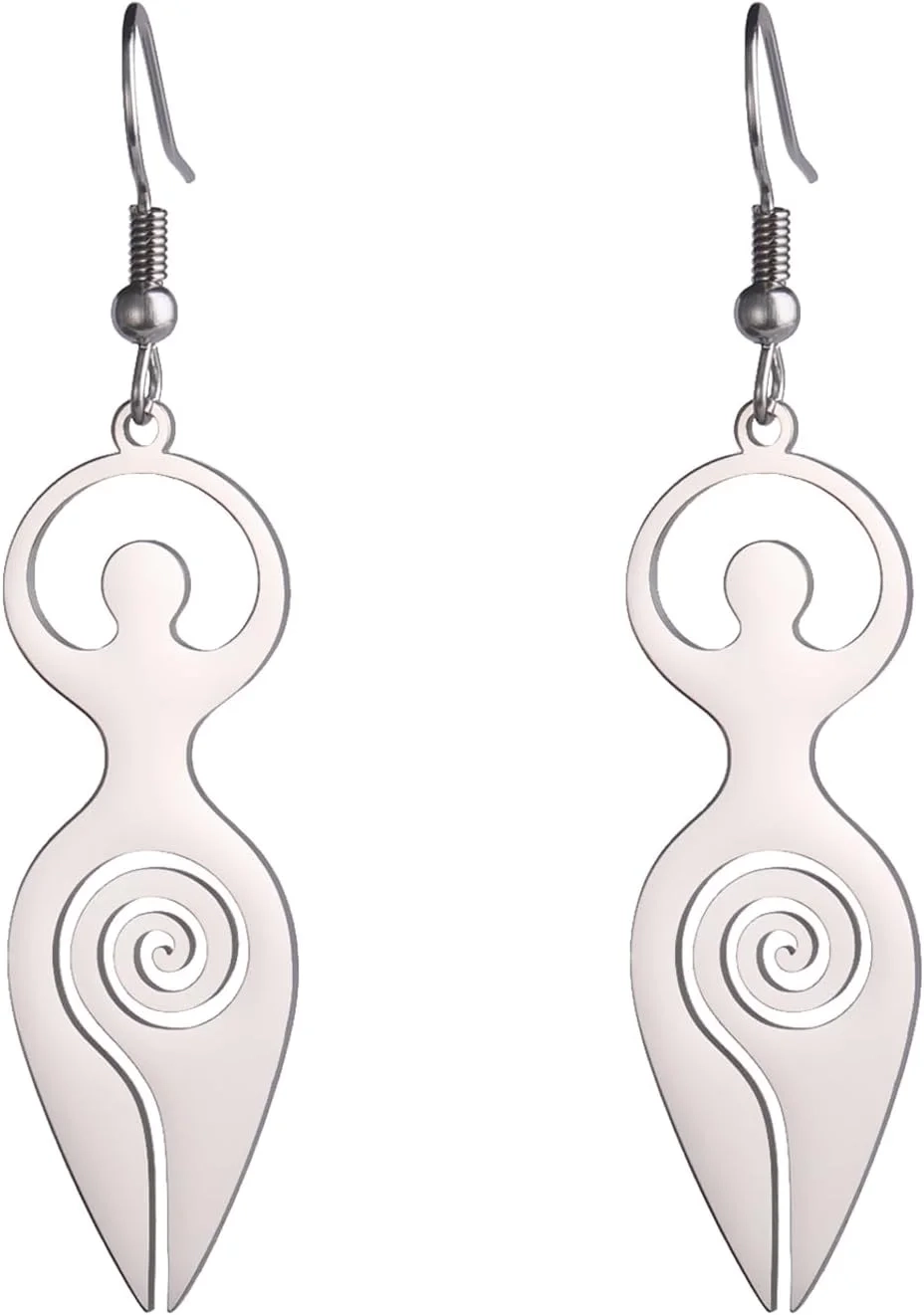 Spiral Goddess Dangle Earrings for Women: Celtic Fertility Goddess Stud Earrings with Triple Moon Pagan Amulet Protection