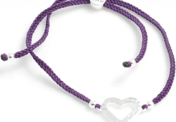 Sterling Silver Hammered Heart Bracelet for Women