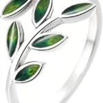 Green Enamel Olive Leaf Adjustable Knuckle Ring for Women