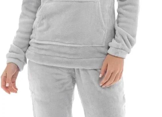 Velvet Soft Flannel Pyjama Set for Women - Slumber Hut Novelty Embroidered Slogan PJs in Black Prosecco or Grey Weekend Gin (UK Sizes 8