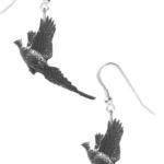 Sterling Silver 925 Hook Earrings: Fine English Pewter Rising Pheasant Bird Design
