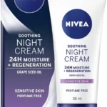 NIVEA Sensitive Regenerating Night Cream 50 ml with Liquorice Extract & Grape Seed Oil for Sensitive Skin
