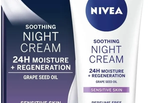 NIVEA Sensitive Regenerating Night Cream 50 ml with Liquorice Extract & Grape Seed Oil for Sensitive Skin