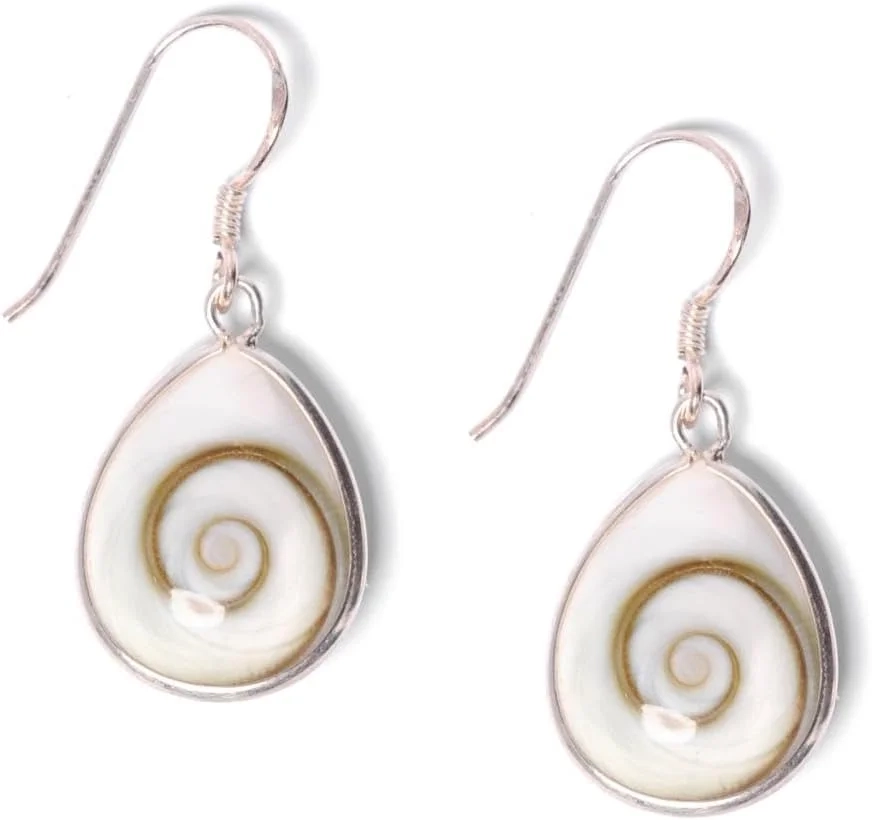 925 Sterling Silver Shiva Eye Seashell Earrings for Women