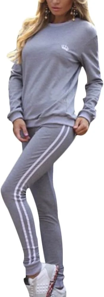 Women's Long Sleeve Stripe Tracksuit Set