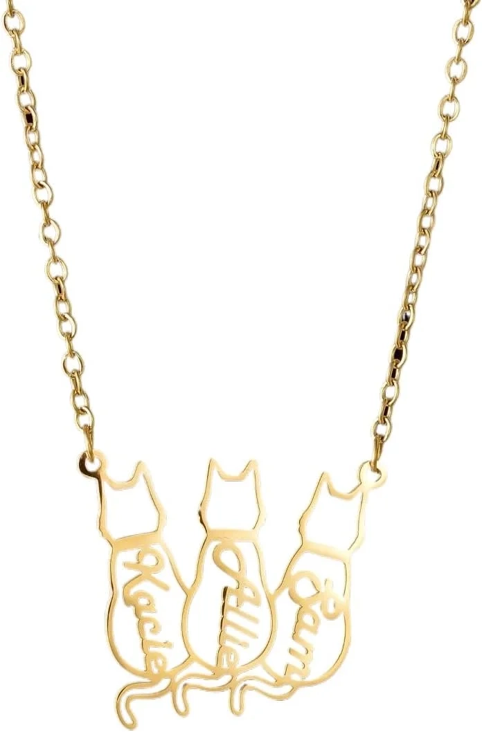 Personalized Cat Name Necklace for Women
