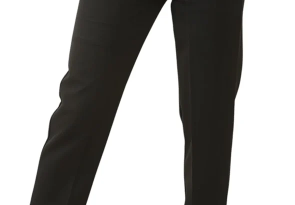 Women's Professional Stretch Pull-Up Work Trousers | Straight Leg Office Pants with Elasticated Waistband & Pockets