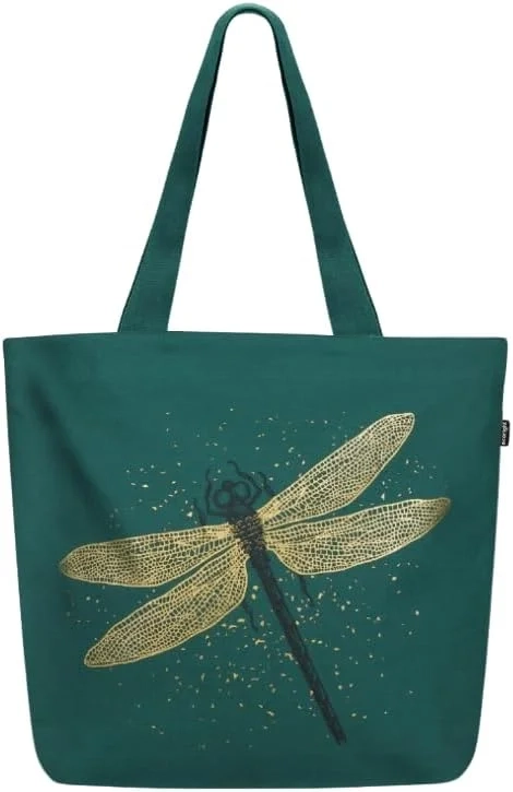 Eco Right Large Canvas Tote Bag for Women - Reusable Zippered Tote with Inner Pocket for Work, School, Shopping, or Beach