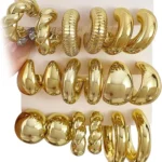 Hypoallergenic Gold Hoop Earrings Set for Women