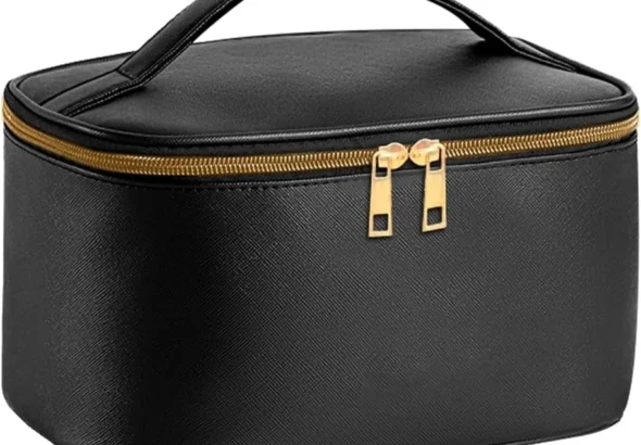 Large Travel Makeup Bag with Brush Compartment