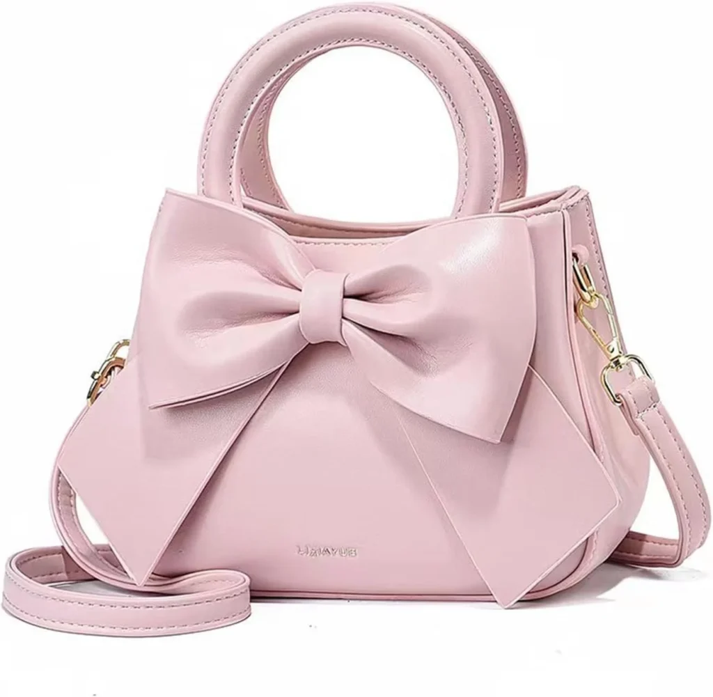 Nicole & Doris Women's Small Crossbody Satchel Handbag with Top Handle & Bowknot, 4 Compartments, PU Leather, 22cm x 17cm x 9cm, 12 Month Warranty
