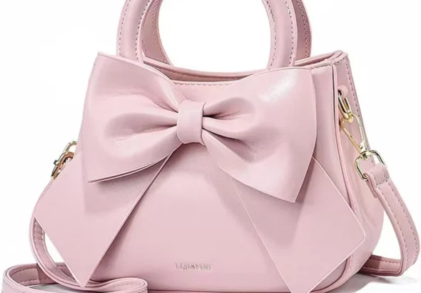 Nicole & Doris Women's Small Crossbody Satchel Handbag with Top Handle & Bowknot, 4 Compartments, PU Leather, 22cm x 17cm x 9cm, 12 Month Warranty