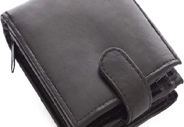 Men's Slim RFID Blocking Leather Wallet with Back Zipper Compartment for Cards and Cash