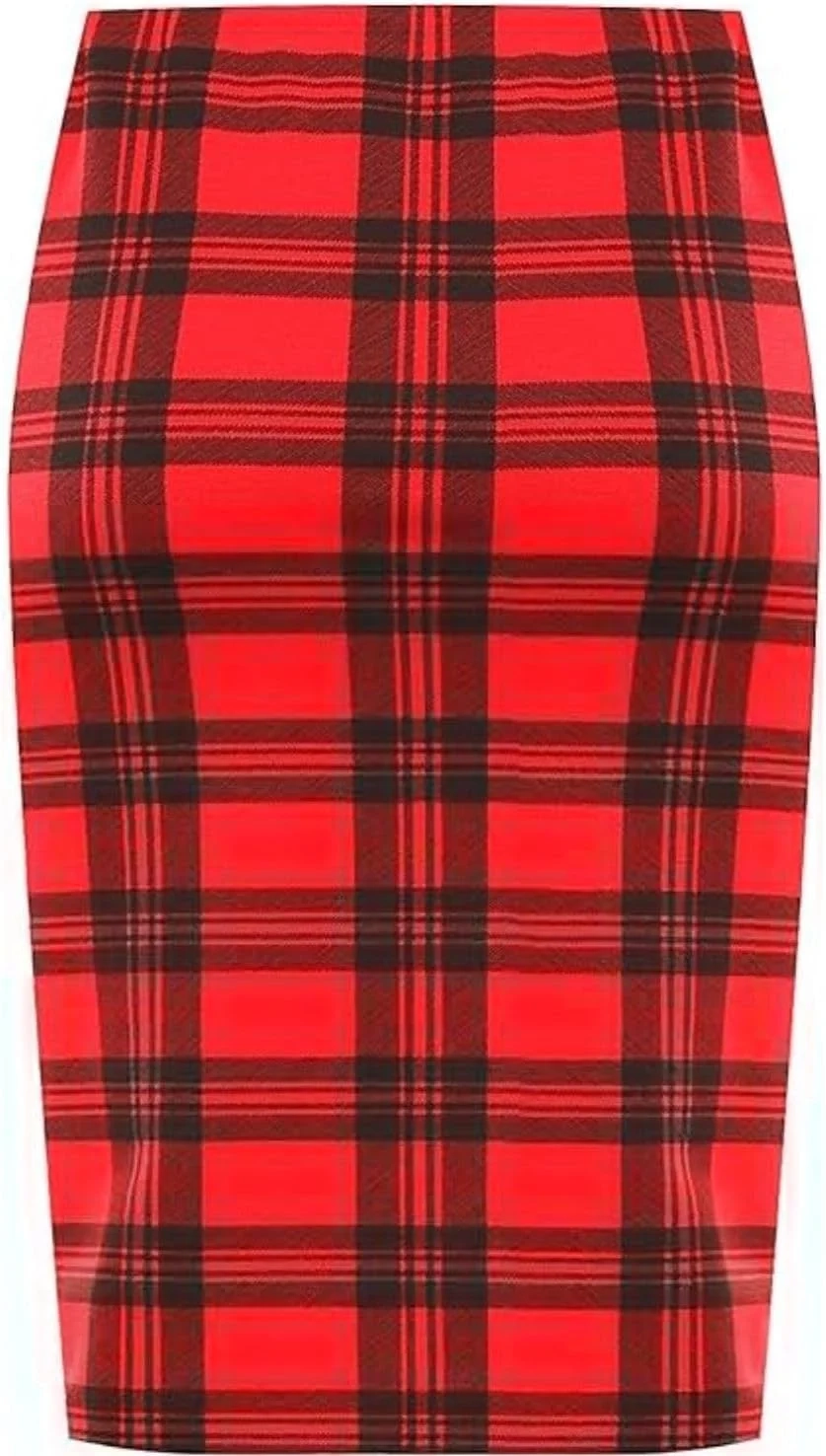 Plus Size Bodycon Pencil Skirt for Women: Stretch Midi Wiggle Skirt in Plain Colors, Office Wear Sizes 8