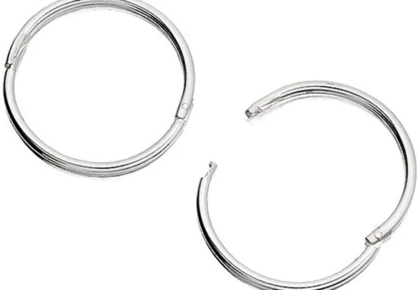 Silver Hinged Hoop Earrings for Women