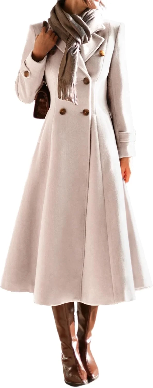 Women's Long Wool Coat for Fall and Winter