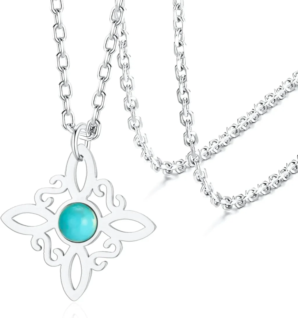 VASSAGO Turquoise Stainless Steel Witches Knot Necklace