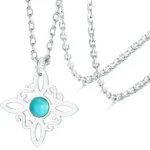 VASSAGO Turquoise Stainless Steel Witches Knot Necklace