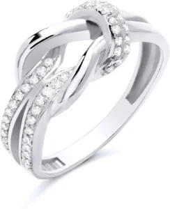 Sterling Silver Chunky Knot Ring with CZ