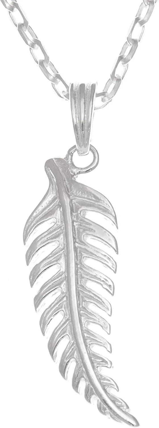 Alexander Castle 925 Sterling Silver Feather Fern Pendant Necklace for Women