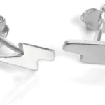 Sterling Silver Lightning Bolt Stud Earrings for Men and Women
