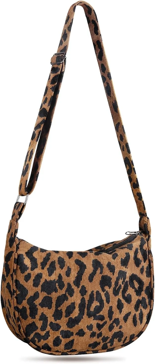 FITDON Women's Corduroy Crescent Crossbody Bag