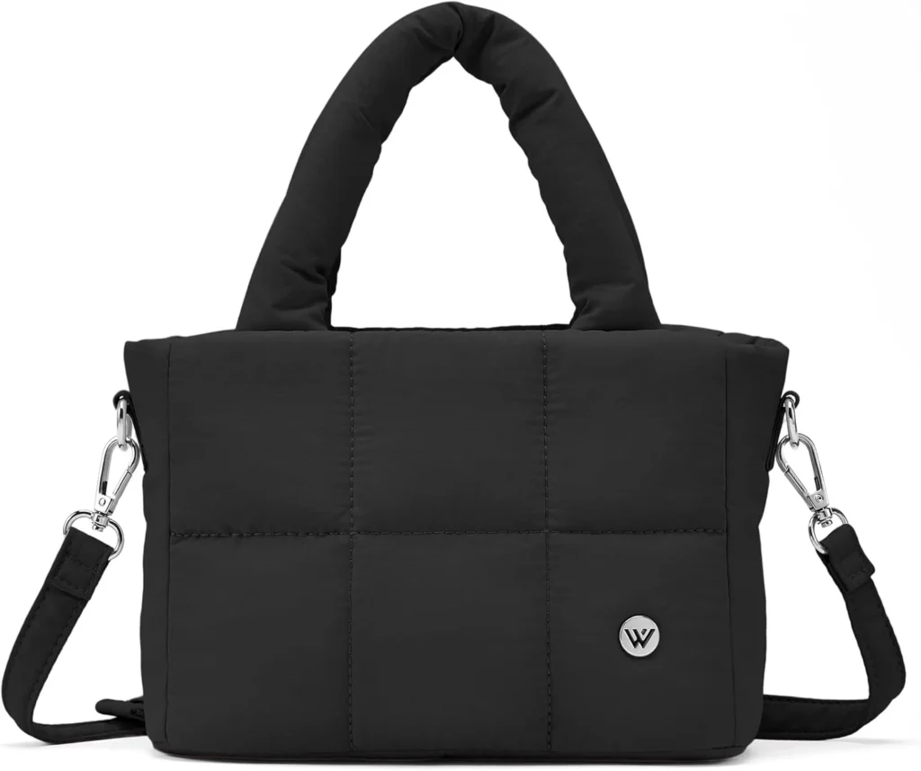 WESTBRONCO Quilted Puffer Crossbody Bag for Women: Mini Tote Shoulder Purse in Nylon