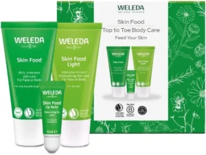 Weleda Skin Food Top to Toe Gift Set with Original Cream, Light Formula & Lip Balm