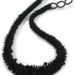 Avalaya Midnight Black Cascade Beaded Chunky Necklace with Loop and Button Closure