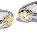 Harry Potter Golden Snitch Stud Earrings in Silver Plated Finish