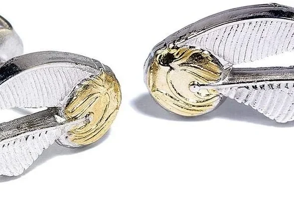 Harry Potter Golden Snitch Stud Earrings in Silver Plated Finish