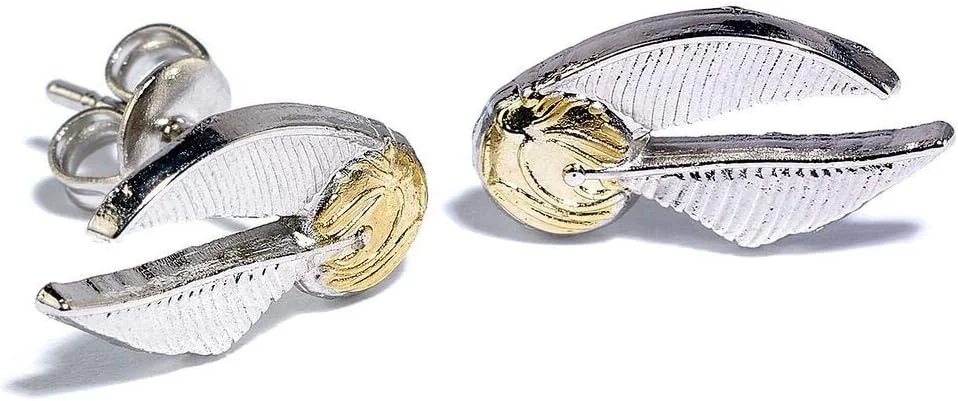 Harry Potter Golden Snitch Stud Earrings in Silver Plated Finish