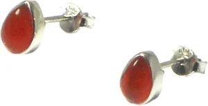 Sterling Silver 925 Carnelian Stud Earrings