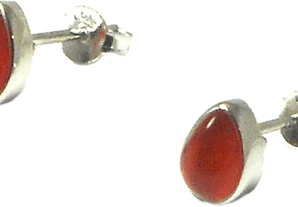 Sterling Silver 925 Carnelian Stud Earrings