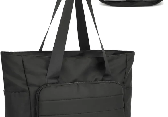 Large Quilted Tote Bag for Women: Lightweight Puffer Laptop Bag with Zipper Pockets for Work, School, and Daily Travel