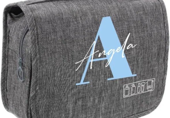 Personalized Travel Toiletry Bag with Custom Name & Initials