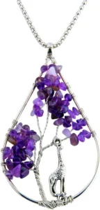 Handmade Wire Wrapped Quartz Tree of Life Pendant Necklace