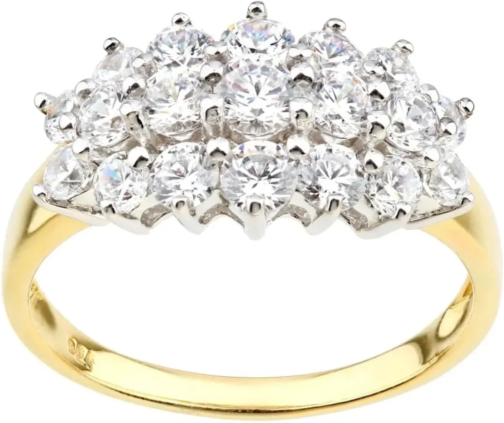 9ct Yellow Gold 1.50ct Simulated Diamond Cluster Ring