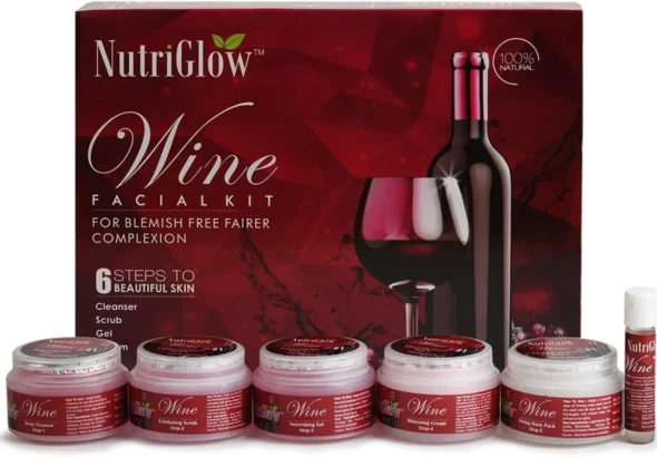 NutriGlow 6-Piece Wine Facial Kit for Women: Anti