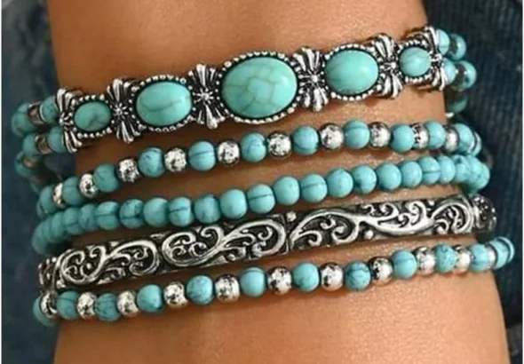 Navajo Pearls Bracelet for Women: Authentic Turquoise Bead Western Jewelry with Sterling Silver Clasp