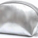 Silver Leather Makeup Bag for Women