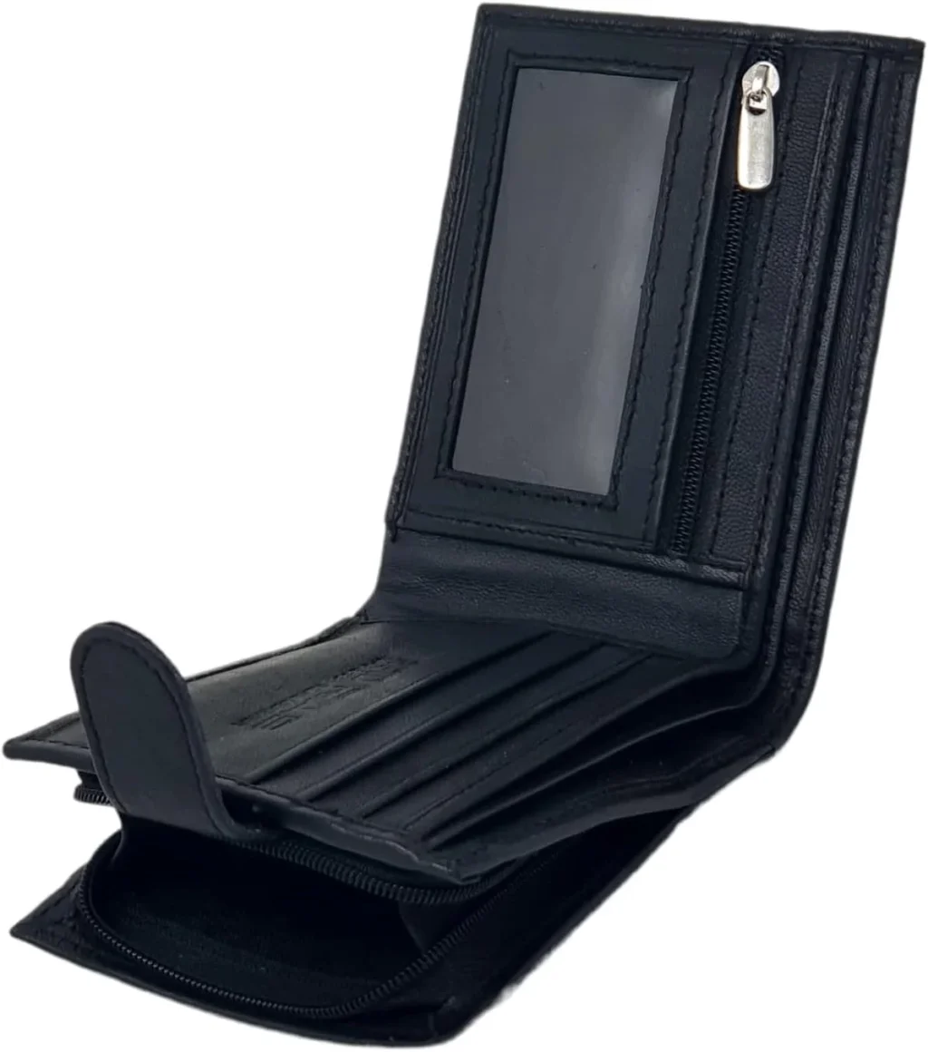 RAS Men's Genuine Leather Wallet with Zipper Coin Pocket