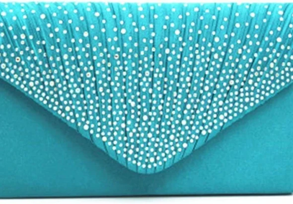 Elegant Satin & Diamante Wedding Clutch Bag for Women with Detachable Shoulder Chain