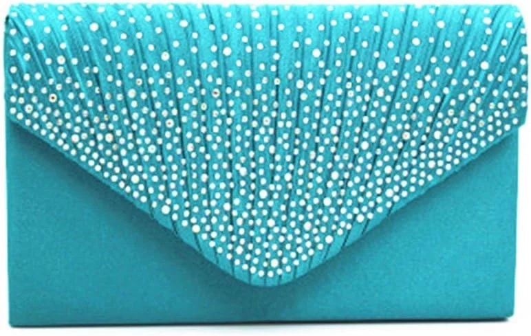 Elegant Satin & Diamante Wedding Clutch Bag for Women with Detachable Shoulder Chain