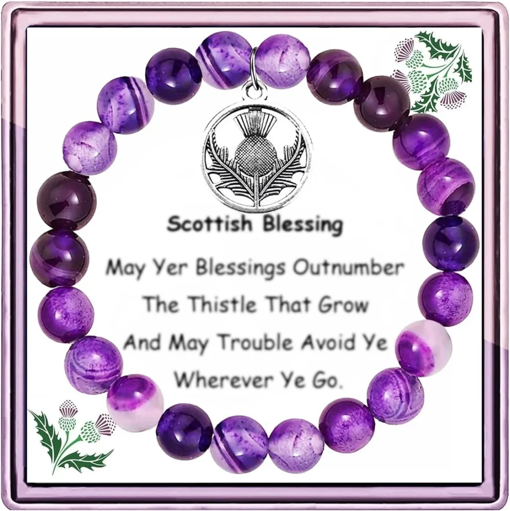 Scottish Thistle Bracelet with Amethyst Beads