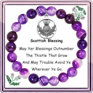 Scottish Thistle Bracelet with Amethyst Beads