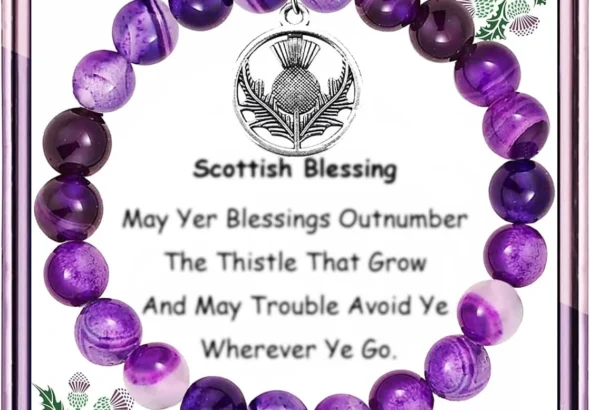 Scottish Thistle Bracelet with Amethyst Beads