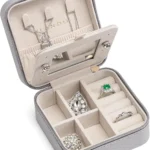 Vlando Travel Jewelry Box Organizer with Mirror for Rings, Earrings, and Necklaces