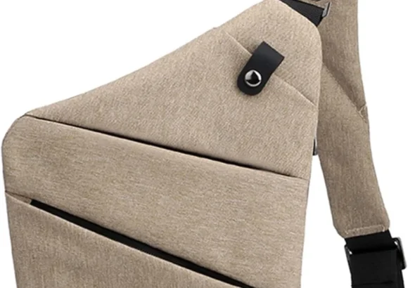 Anti Theft Sling Bag for Men & Women with RFID Blocking, Multiple Pockets, Slim Crossbody Shoulder Bag in Khaki